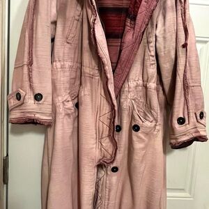 We The Free  ON THE ROAD AGAIN Pink,Dark Red and Black Striped Long Utility Coat